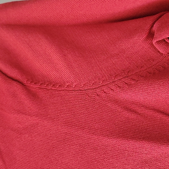 🍂3/$10 Notations Stretchy Red & Black Two-Tone 3/4 Sleeve Boat-Neck Blouse - Picture 2 of 8